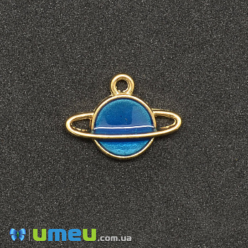 [Архів] Підвіска металева Планета синя, Золото, 16х12 мм (POD-043591)