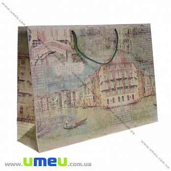Подарочный пакет из крафт бумаги, 26х36х10 см, Венеция (UPK-019041)