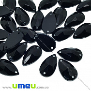 Пришивний кристал пласт. Крапля гранована, 16х10 мм, Чорний (KAB-030601)