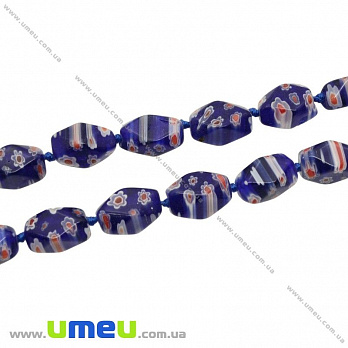 [Архів] Намистина Lampwork рис, 14х9 мм, Синя (BUS-004213)