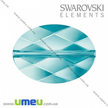 [Архів] Намистина Swarovski 5050 Light Turquoise, 14х10х5 мм, Гранована овальна (BUS-005362)