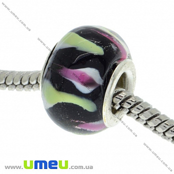 [Архів] Намистина PANDORA Lampwork, 14х10 мм, Чорна, Срібло (BUS-006462)