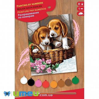 Набор для творчества Sequin Art PAINTING BY NUMBERS JUNIOR Корзина щенков (DIF-043462)