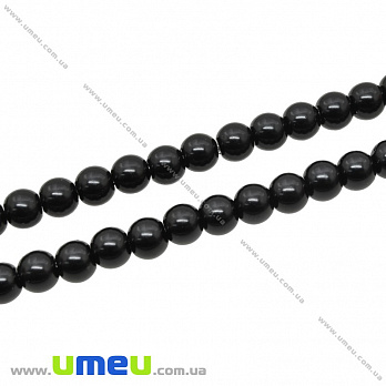 Намистини скляні Перли Premium, 6 мм, Чорні, Круглі (BUS-034135)