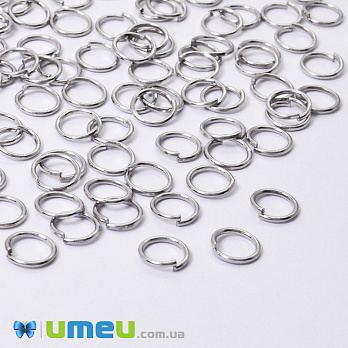 Кільця, Темне срібло, 6 мм, товщина 0,7 мм (PIN-048762)