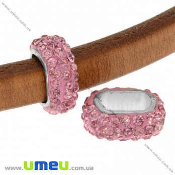 Бусина Regaliz (Licorice) со стразами, 16х13х7 мм, Розовая (BUS-016909)