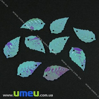 Пайетки Китай Листики, 16х9 мм, Голубые AB (PAI-001529)
