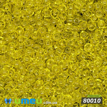 Бісер чеський №109/80010, Жовтий, Прозорий, 10/0 (BIS-003720)
