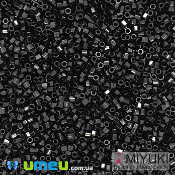 Бісер японський Miyuki Delica Hex Cut 15/0 DBSC-0010, Чорний (BIS-040120)