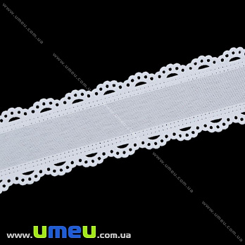 Мішковина з тасьмою, 35 мм, Біла (LEN-020670)