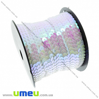 Пайетки Китай на нити, 6 мм, Белые АВ (PAI-013095)