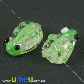 [Архів] Намистина Lampwork Люмінесцентна Божа корівка, 10х7х5 мм, Салатова (BUS-003232)