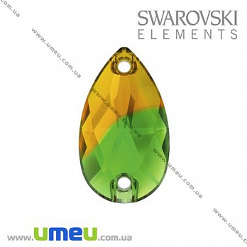 [Архів] пришивний елемент Swarovski 3230 Green / Topaz, 12х7 мм, Крапля (KAB-005524)
