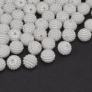 Намистини пластикові Ожина, Круглі Перли, 10 мм, Білі (BUS-059609)