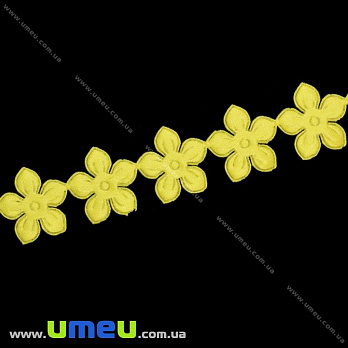 Тасьма тиснена Квіти, 18 мм, Жовта (LEN-014538)