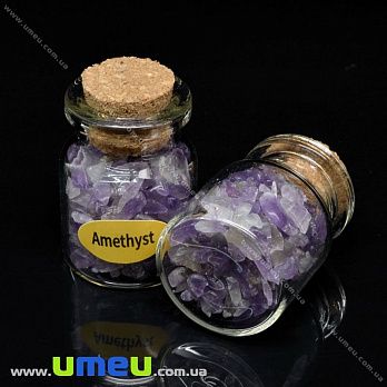 Бутылочка с крошкой натурального камня, Аметист, 31х22 мм (POD-037231)