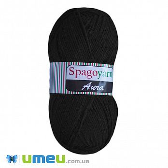 Пряжа Spagoyarn Aura 100 г, 300 м, Чорна 0114 (YAR-043290)