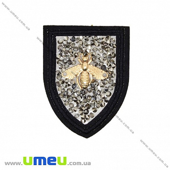 Термоаплікація зі стразами Бджілка, 6х4,5 см, Чорна (APL-031707)