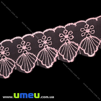 Мереживо органза Мушля, 50 мм, Рожеве (LEN-015557)