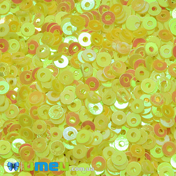 Паєтки Індія круглі плоскі, 3 мм, Жовті (PAI-037567)