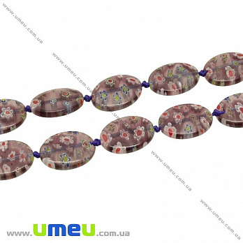 [Архів] Намистина Lampwork овальна, 18х13 мм, Фиолетово-коричнева (BUS-003624)