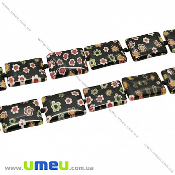 [Архів] Намистина Lampwork прямокутна, 18х13 мм, Чорна (BUS-004223)