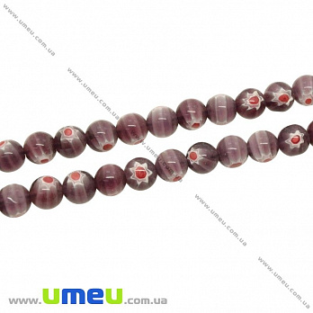 [Архів] Намистина Lampwork кругла, 8 мм, Бузкова (BUS-002444)
