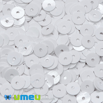 Пайетки Индия круглые плоские, 5 мм, Белые (PAI-037594)