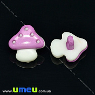 Гудзик пластиковий на ніжці Грибочек, 15х15 мм, Бузковий (PUG-017761)