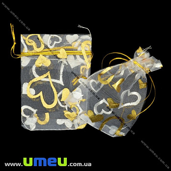 Подарункова упаковка з органзи, 7х9 см, Біла (UPK-012361)