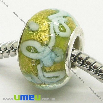 [Архів] Намистина PANDORA Lampwork, 13х9 мм, Блакитна, Срібло (BUS-007375)