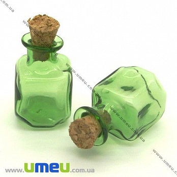 Скляна баночка Прямокутна, Зелена, 24х19 мм (DIF-006699)