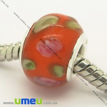 [Архів] Намистина PANDORA Lampwork, 13х9 мм, Помаранчева, Срібло (BUS-006931)