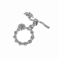 Тогл Квітка, 22х18 мм, Латунь з покриттям Родій (ZAM-060814)