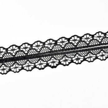 Мереживо тонке, 30 мм, Чорне (LEN-062504)