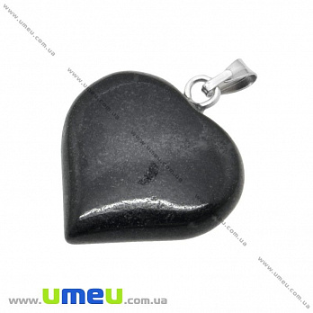 Подвеска Сердце из натурального камня, Агат черный, 25х18 мм (POD-009226)