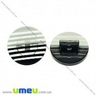 Гудзик пластиковий на ніжці Смугастий, 14 мм, Чорний (PUG-021437)