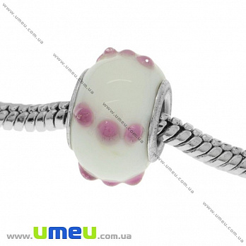 [Архів] Намистина PANDORA Lampwork, 14х10 мм, Біла, Срібло (BUS-019012)