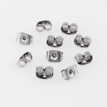 Заглушки для пусет из нерж. стали, 6х4,5 мм, Темное серебро (STL-055937)