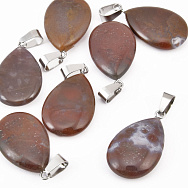 Підвіска Крапля плоска, Натур. камінь Агат індійський, 27х16 мм (POD-043112)