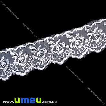 Кружево органза Яблочко, 40 мм, Белое (LEN-010425)