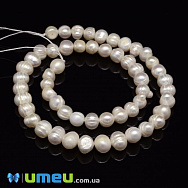 Намистини натуральні річкові Перли молочні, 7-8 мм (BUS-048775)