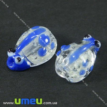 [Архів] Намистина Lampwork Люмінесцентна Божа корівка, 10х7х5 мм, Синя (BUS-003233)