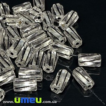 Намистина чеське скло Preciosa Bugles 10х6 мм, №04, Чорна (BUS-036370)