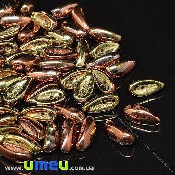 Намистина чеське скло Preciosa Chilli 11х4 мм, №00030 / 98542, Золотисто-мідна (BUS-036345)