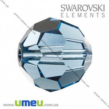 [Архів] Намистина Swarovski 5000 Denim Blue, 10 мм, Гранована кругла (BUS-002271)