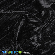 Оксамит італійський шовковий (жатка), Ширина 20 см, Чорний (TKN-038572)