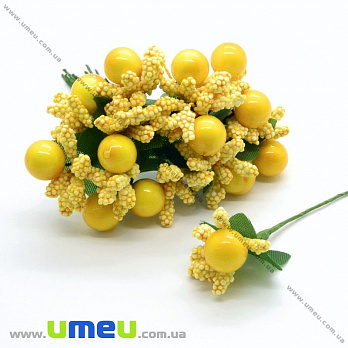 Тычинки на проволоке с ягодкой, Желтые (DIF-015421)