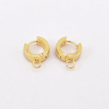 Сережки-кільця Huggie з нерж. сталі, 14,5х11х4 мм, Покриття 24 kt (STL-059032)