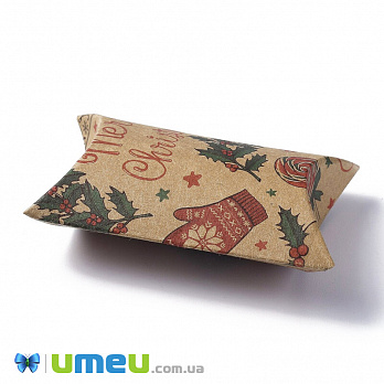 Збірна картонна коробочка, 9х7 см, Крафт, Merry Christmas (UPK-042918)